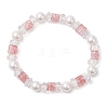 Crackle Glass & Shell Pearl Beaded Stretch Bracelets for Women BJEW-JB12384-01-2