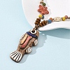 Ceramic Fish Pendant Adjustable Waxed Cord Necklaces for Women LS-NJEW-B146-03-4