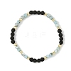 4Pcs 4 Styles Natural Mixed Stone Faceted Cube and Round Natural Lava Rock Beaded Stretch Bracelets for Women BJEW-JB14250-01-5