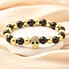 Brass Micro Pave Cubic Zirconia Beads Stretch Bracelets for Women Men BJEW-H201-01C-GB-1