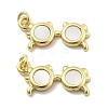 Brass Pave Natural White Shell Pendants KK-U060-02G-1