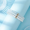 3Pcs Faceted Imitation Jade & Opaque Glass Rondelle Beaded Stretch Bracelets for Women BJEW-JB12563-07-3