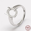 Anti-Tarnish Adjustable Rhodium Plated 925 Sterling Silver Finger Ring Components STER-P033-17P-3