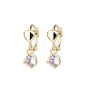 Heart Brass Clear Cubic Zirconia Hoop Earrings FS-WG767CD-01-3