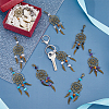 Tibetan Style Alloy & Gemstone Chip Woven Net/Web with Feather Pendant Decoration HJEW-AB00526-7