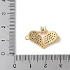 Brass Micro Pave Cubic Zirconia Heart Connector Charms KK-A252-28G-02-3