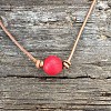 Synthetic Turquoise Dyed Round Ball Pendant Genuine Leather Handmade Necklace Simple Elegant Jewelry IU3089-4-1