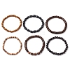 6Pcs Natural Coconut & Wood Beads Bracelets BJEW-JB11391-4