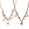 ANATTASOUL 2Pcs 2 Styles Natural Shell Pendants Bib Necklaces Set with Polyester Cords NJEW-AN0001-66-1