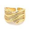 Brass Micro Pave Cubic Zirconia Open Cuff Ring RJEW-C033-13G-2