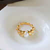 Twist Brass & Plastic Pearl Finger Rings WG278BB-01-3