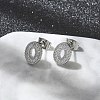 304 Stainless Steel Micro Pave Clear Cubic Zirconia Stud Earrings STAS-Z107-01P-03-2