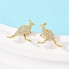 Brass Micro Pave Clear Cubic Zirconia Kangaroo Stud Earrings EJEW-F400-05G-1