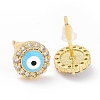 Enamel Evil Eye Stud Earrings with Clear Cubic Zirconia KK-E033-02G-3