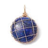 Natural Lapis Lazuli Dyed Copper Wire Wrapped Pendants PALLOY-JF02436-03-1