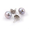 Natural Pearl Beads Ear Studs EJEW-JE02880-01-2