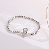 Brass Micro Pave Clear Cubic Zirconia Beaded Stretch Bracelets for Women FS-WG5260F-06-1