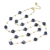 Natural Sodalite Faceted Flat Round Beaded Chain Necklaces with Matte Brass Beads GG-CBA37F5-01G-07-4