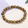 Natural Sandalwood Rond Bead Stretch Braclets for Men Women PW-WG55664-02-1