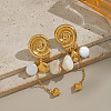 304 Stainless Steel Shell Shape Tassel Stud Earrings HO9250-3