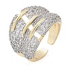 Brass Micro Pave Clear Cubic Zirconia Cuff Rings for Women Men STAS-I109-03GP-4