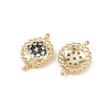 Brass Pave Clear Cubic Zirconia Connector Charms KK-L251-19G-02-2