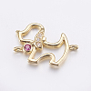 Brass Micro Pave Cubic Zirconia Puppy Links connectors LS-ZIRC-G125-02A-G-1