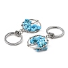 Synthetic Turquoise Flat Round with Tree of Life Pendant Keychain KEYC-E023-03O-2