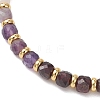Natural Rose Quartz & Garnet & Rainbow Moonstone & Amethyst Beaded Stretch Bracelets BJEW-JB13485-01-3
