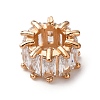 Brass Micro Pave Clear Cubic Zirconia Beads KK-D378-24G-01-2