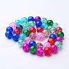 16 inch Mixed Color Round Crackle Glass Strands X-GGM004-2