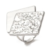 Non-Tarnish 304 Stainless Steel Rhombus Open Cuff Rings for Women RJEW-Z053-04P-1