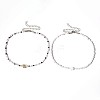 Bohemian Ethnic Style Natural Shell & Glass Seed Beaded Double Layer Choker Necklaces FS-WG063D6-01-5