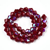 Opaque Solid Color Electroplate Glass Beads Strands EGLA-A039-P6mm-L22-3