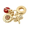 Brass Micro Pave Cubic Zirconia European Dangle Charms KK-Z150-06G-01-2