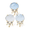 Brass Micro Pave Cubic Zirconia Stud Earring Findings with Natural Natural White Jade Imitation Aquamarine KK-Z096-05G-06-1