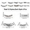 24Pcs 12 Style Tibetan Style Alloy Curved Tube Beads FIND-SC0002-98-2