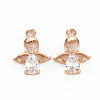 Rack Plating Brass Micro Pave Clear Cubic Zirconia Charms KK-T060-47-RS-2