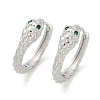 Brass Green Cubic Zirconia Hoop Earrings EJEW-Q016-12P-3