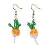 304 Stainless Steel Glass Seed Beads Carrot Dangle Earrings EJEW-MZ00579-05-3