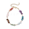 Chakra Natural Rose Quartz & Amethyst & Apatite & Aquamarine & Green Aventurine & Tiger Eye & Carnelian Chip Beaded Bracelets for Women BJEW-JB11740-02-2
