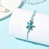 2Pcs 2 Colors Ocean Dyed Synthetic Turquoise Starfish Beaded Adjustable Waxed Polyester Cord Bracelets for Women BJEW-JB14242-2