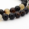 Dyed & Heated Black Agate Round Bead Strands G-P070-22-6mm-1