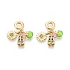 Brass Micro Pave Colorful Cubic Zirconia and Enamel European Dangle Charms KK-T079-80G-1