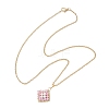 Natural Rainbow Moonstone and Handmade Glass Beaded Rhombus Pendant 304 Stainless Steel Cable Chain Necklaces NJEW-MZ00124-01-4
