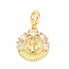 Brass Clear Cubic Zirconia European Dangle Pendants KK-D325-28G-03-1