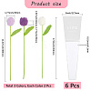6Pcs 3 Colors Polyester Knitting Artificial Tulip Flower AJEW-CY0001-18-2
