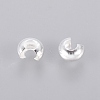 Silver Color Plated Brass Crimp End Beads Covers for Jewelry Making X-KK-H290-NFS-NF-2