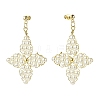 Glass Pearl Braided Star Stud Earrings EJEW-JE04982-02-3