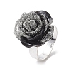 Glitter Powder Rose Resin Finger Rings RJEW-JR00731-03-4